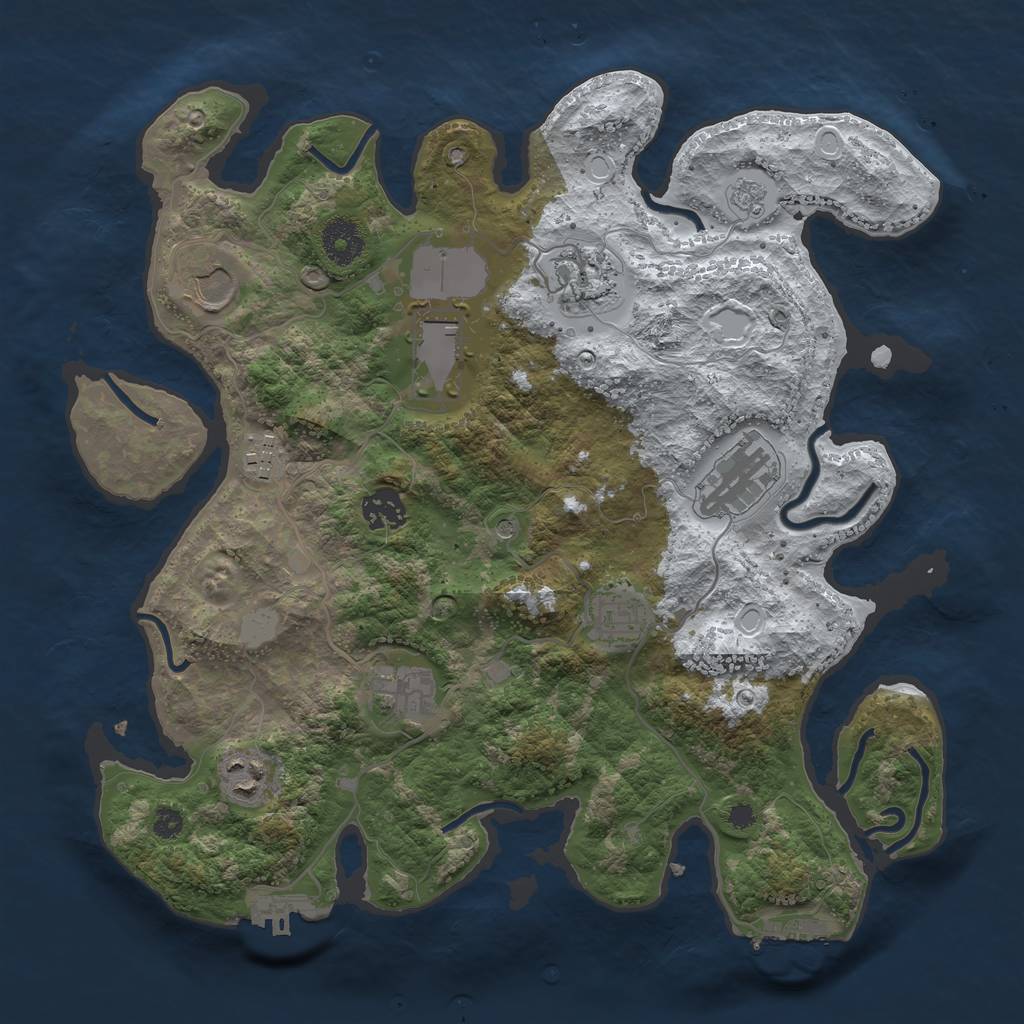 Rust Map: Procedural Map, Size: 3500, Seed: 4701854, 18 Monuments