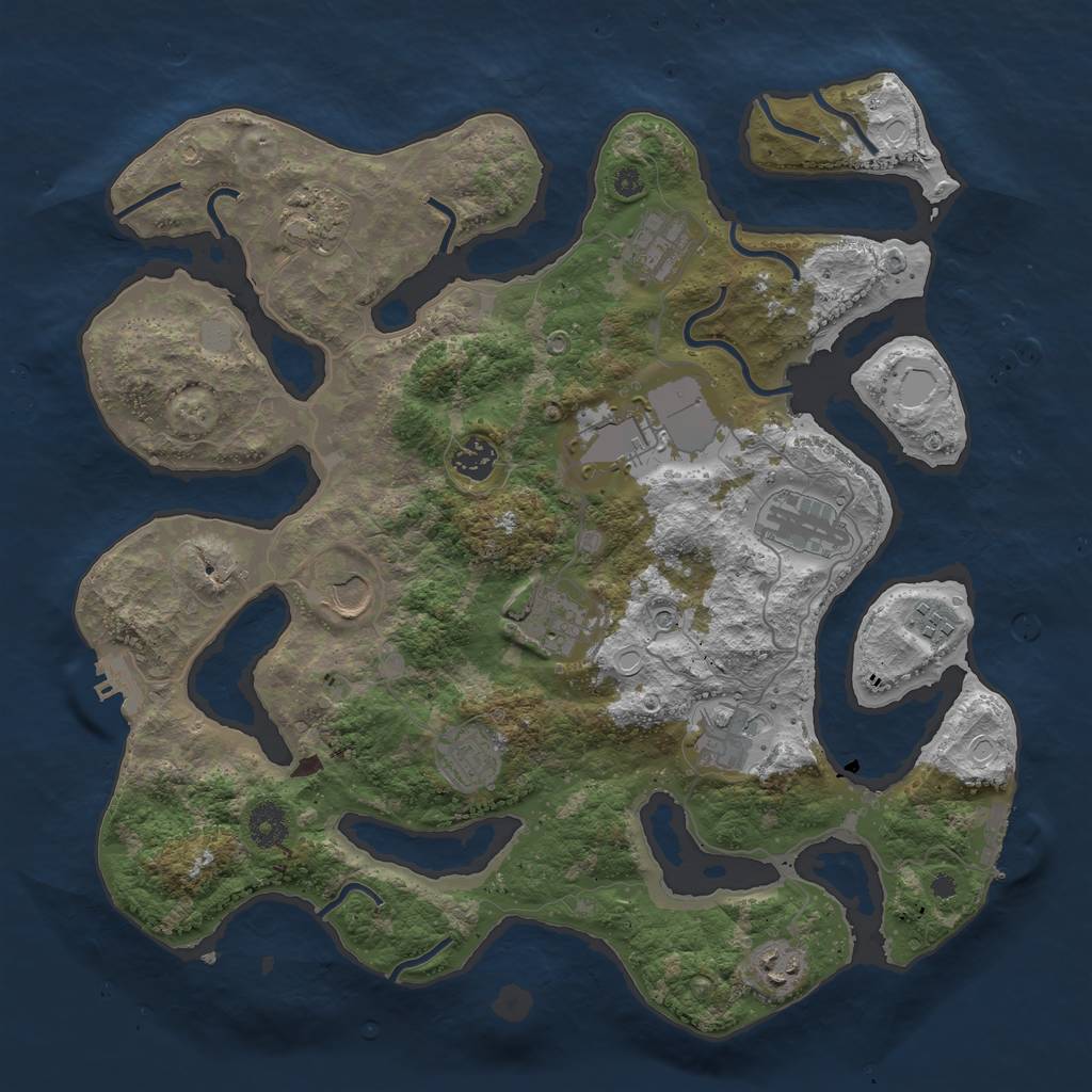 Rust Map: Procedural Map, Size: 3850, Seed: 2104251330, 19 Monuments