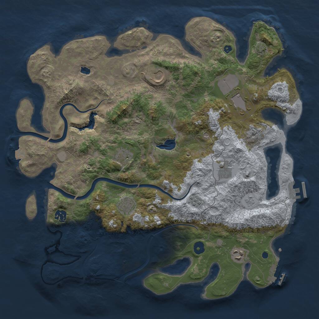 Rust Map: Procedural Map, Size: 4000, Seed: 1215, 14 Monuments