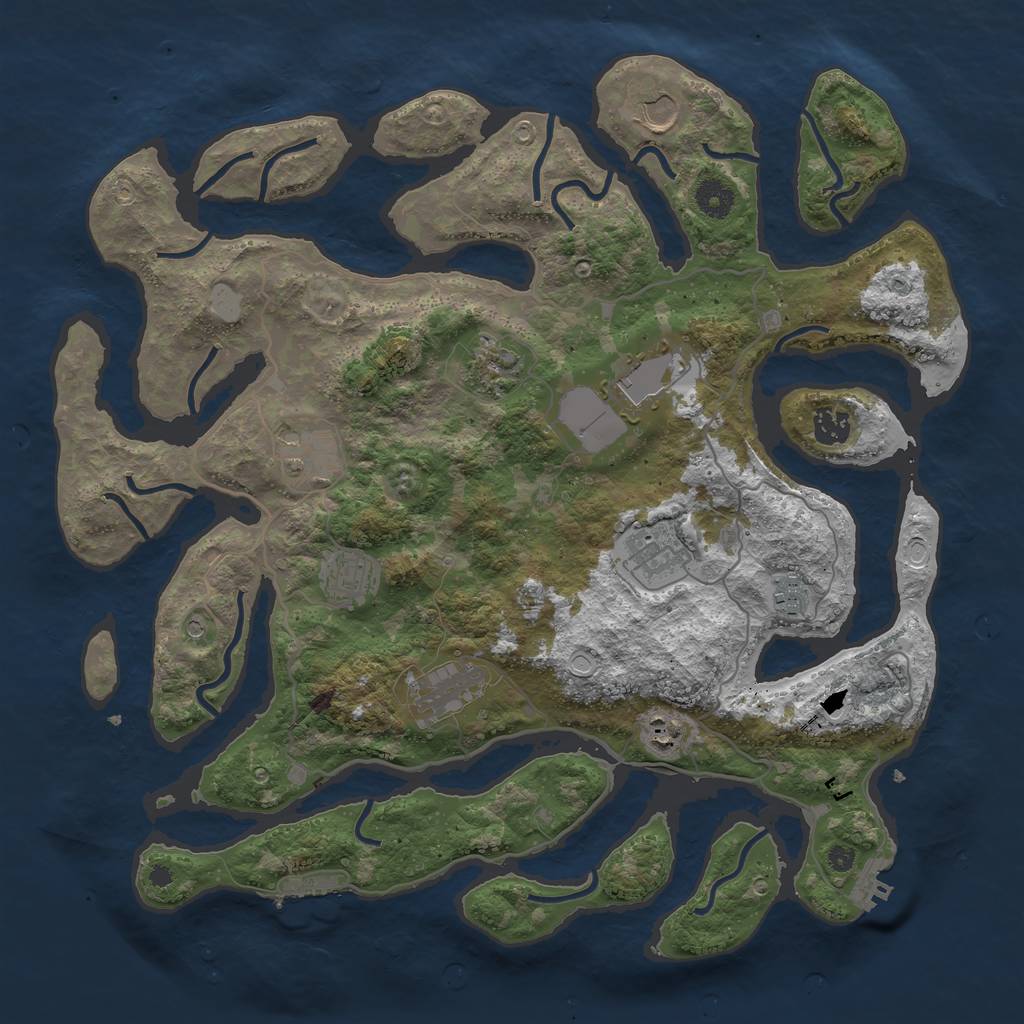 Rust Map: Procedural Map, Size: 4000, Seed: 1215, 18 Monuments