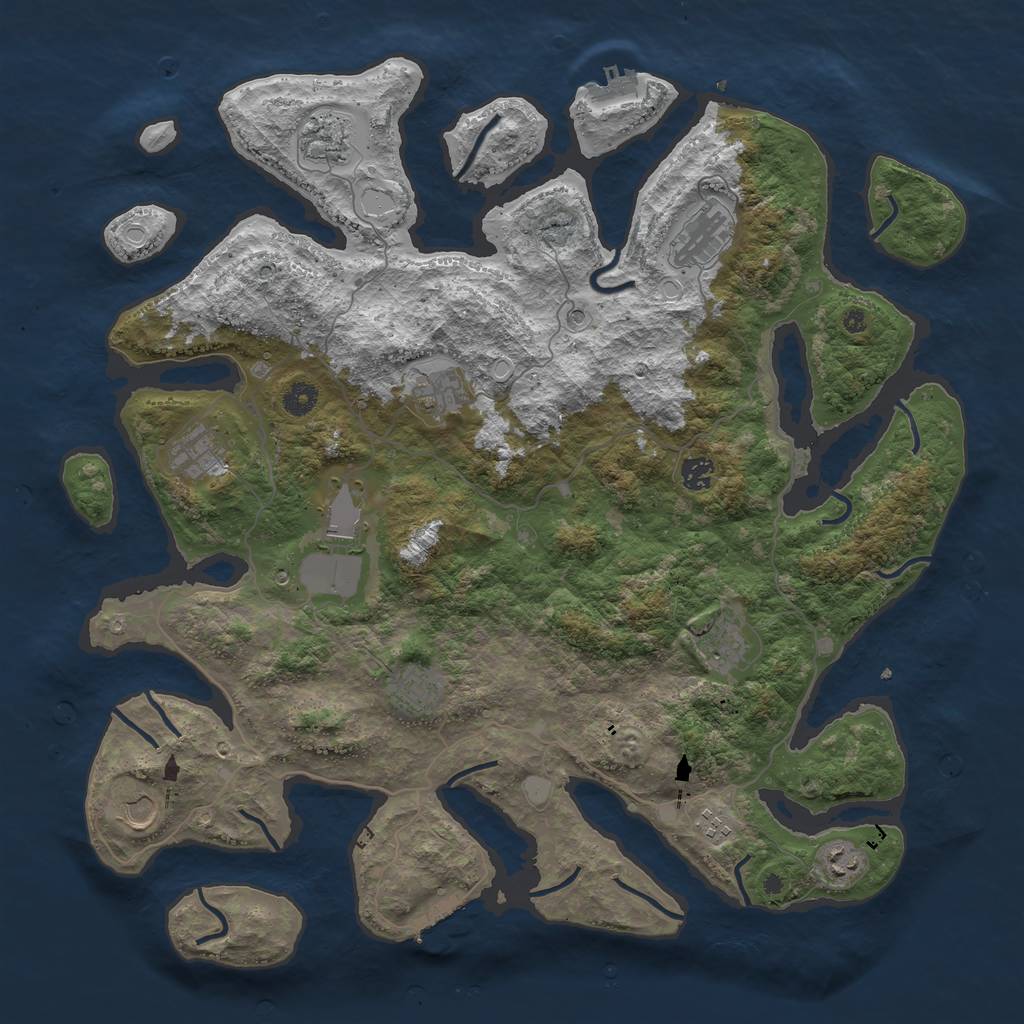 Rust Map: Procedural Map, Size: 4500, Seed: 5300747, 19 Monuments