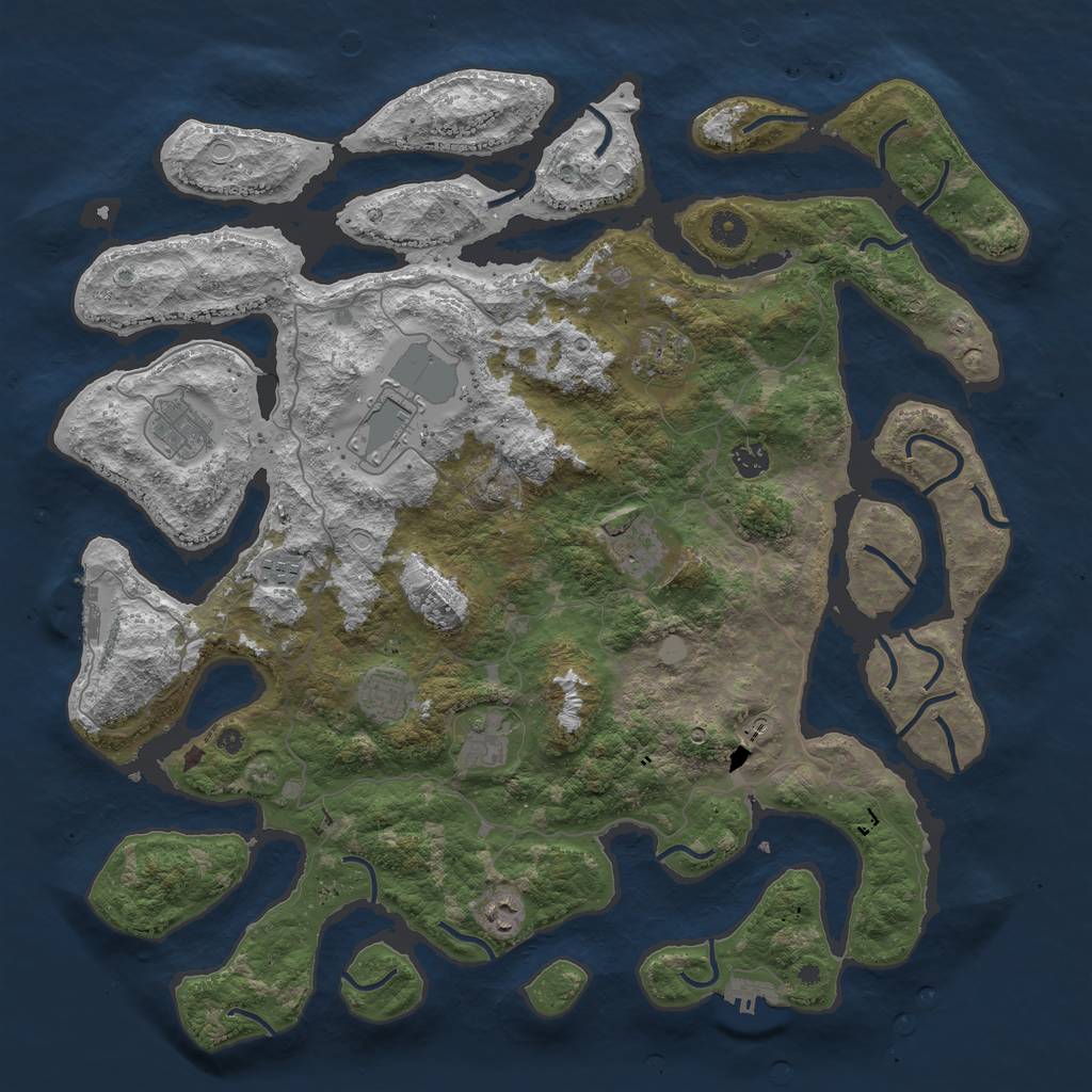 Rust Map: Procedural Map, Size: 4500, Seed: 460705, 17 Monuments