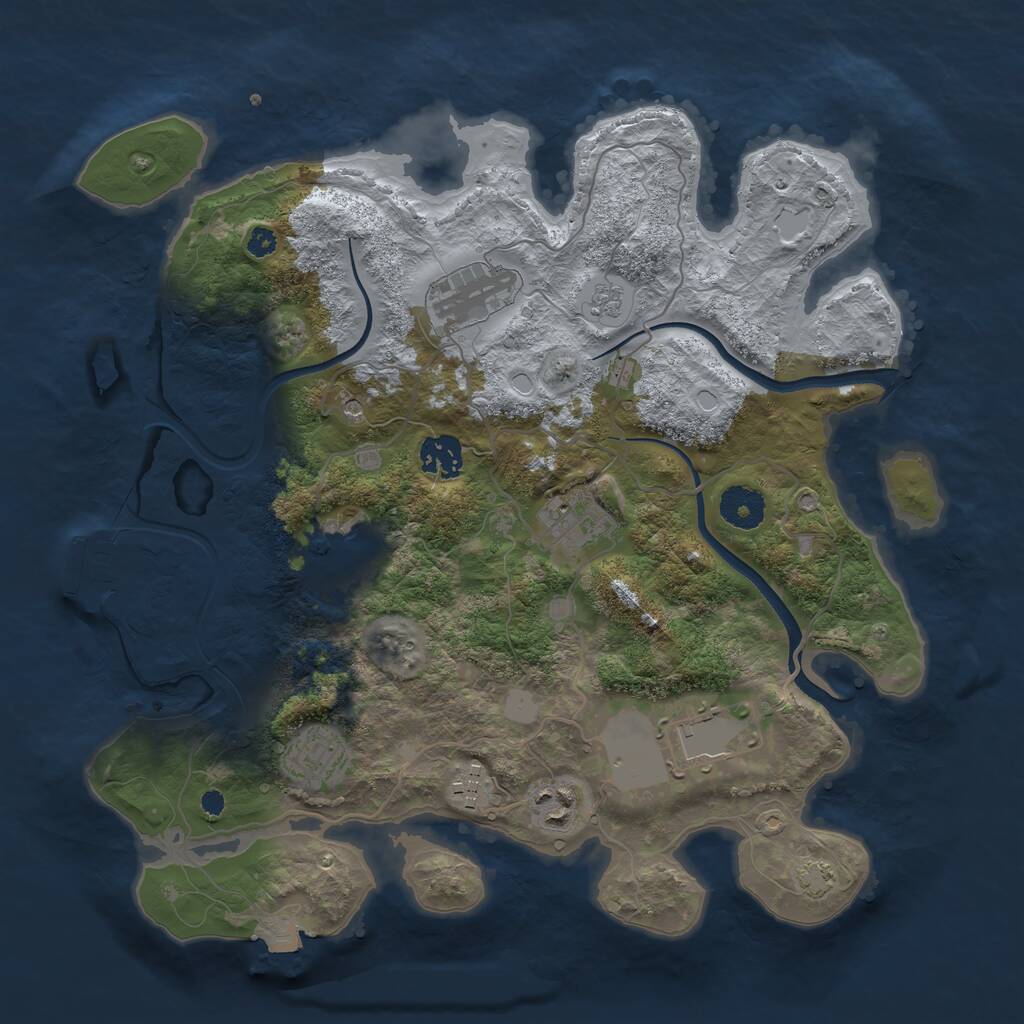 Rust Map: Procedural Map, Size: 3500, Seed: 655245, 13 Monuments