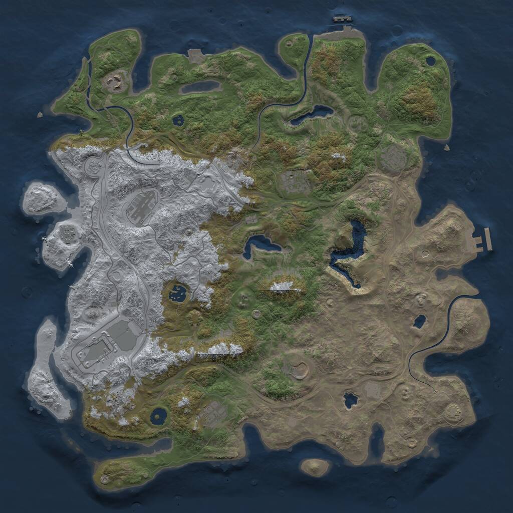 Rust Map: Procedural Map, Size: 4500, Seed: 503038, 16 Monuments