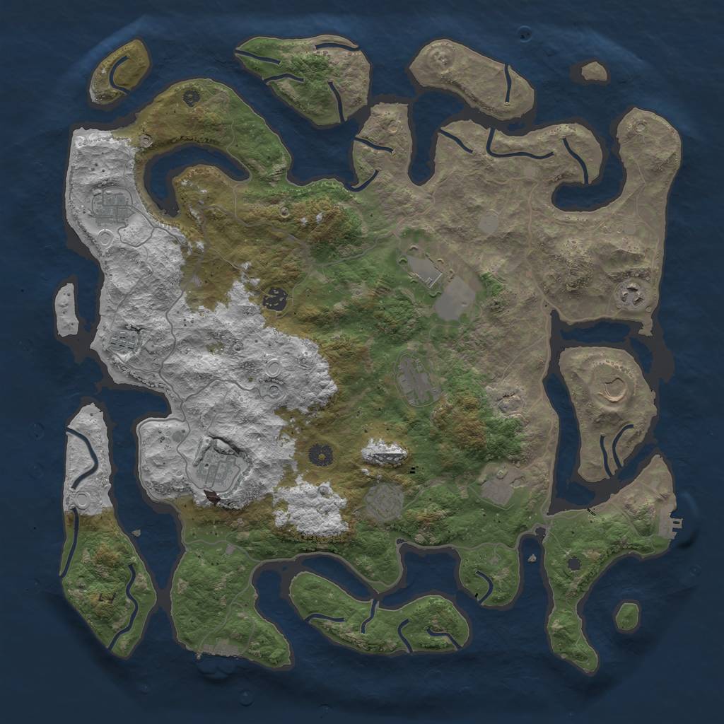 Rust Map: Procedural Map, Size: 4500, Seed: 431165487, 18 Monuments