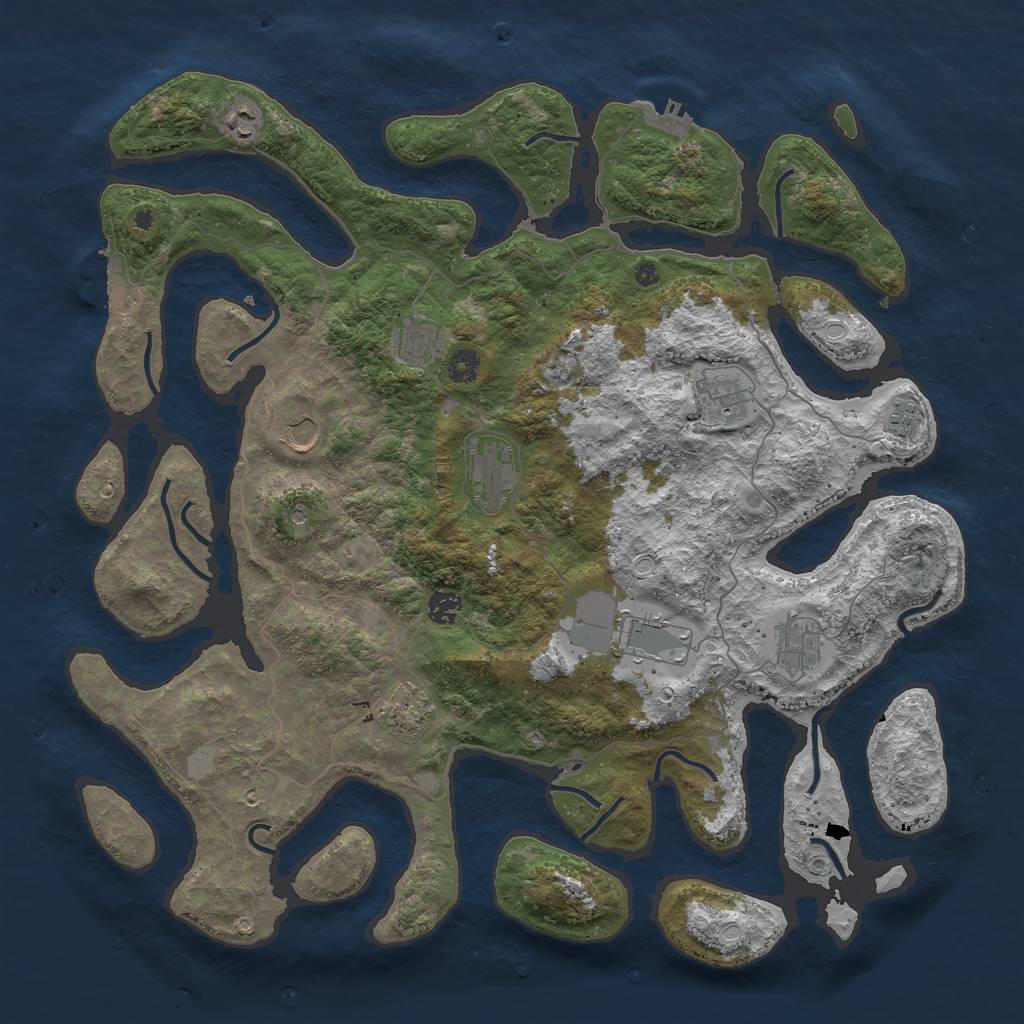 Rust Map: Procedural Map, Size: 4500, Seed: 3581825, 18 Monuments