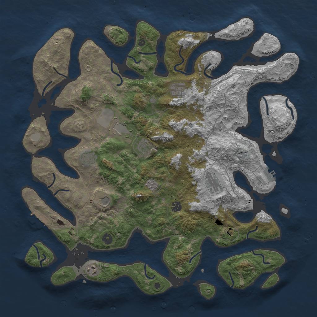 Rust Map: Procedural Map, Size: 4500, Seed: 1296495, 16 Monuments