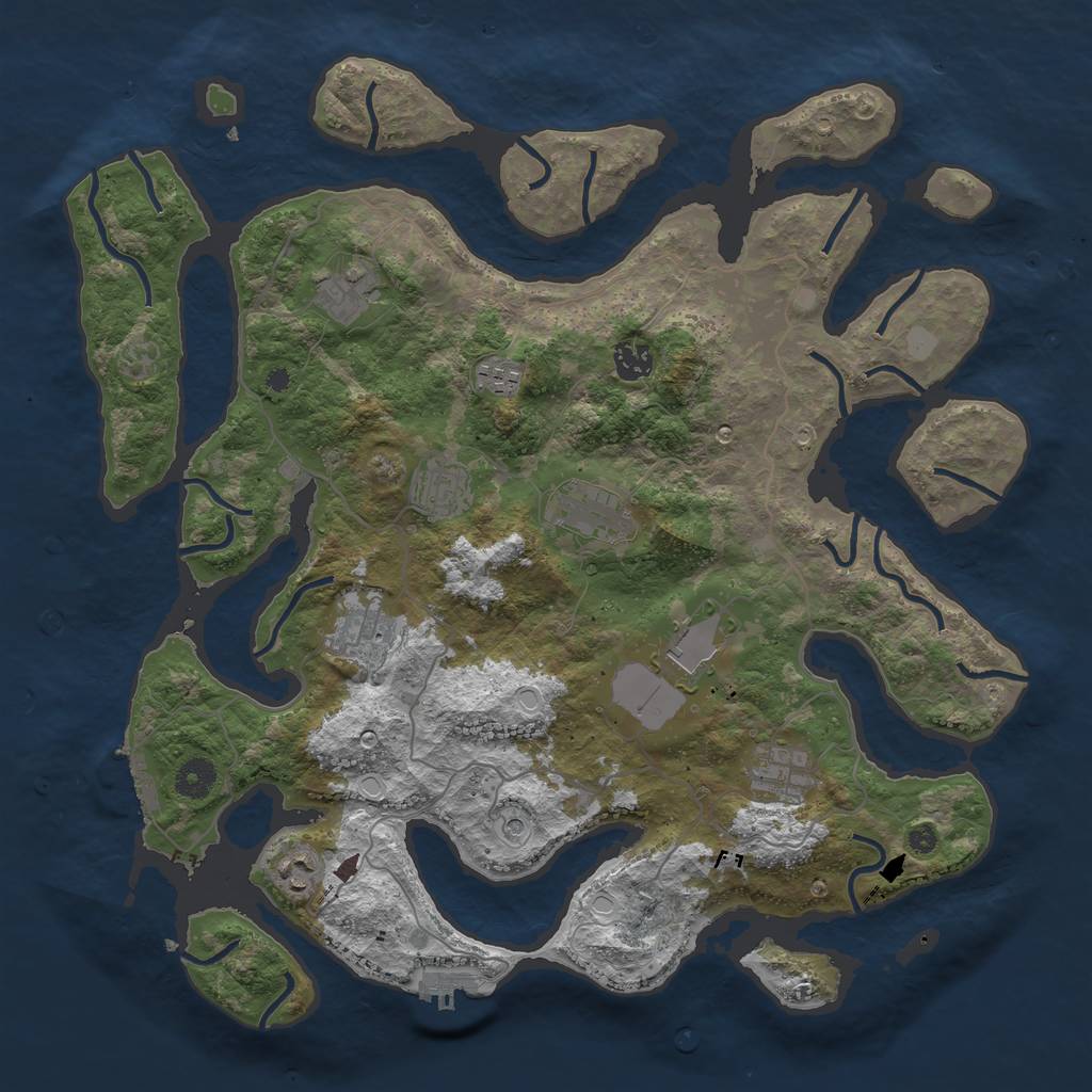 Rust Map: Procedural Map, Size: 4050, Seed: 1045089693, 17 Monuments