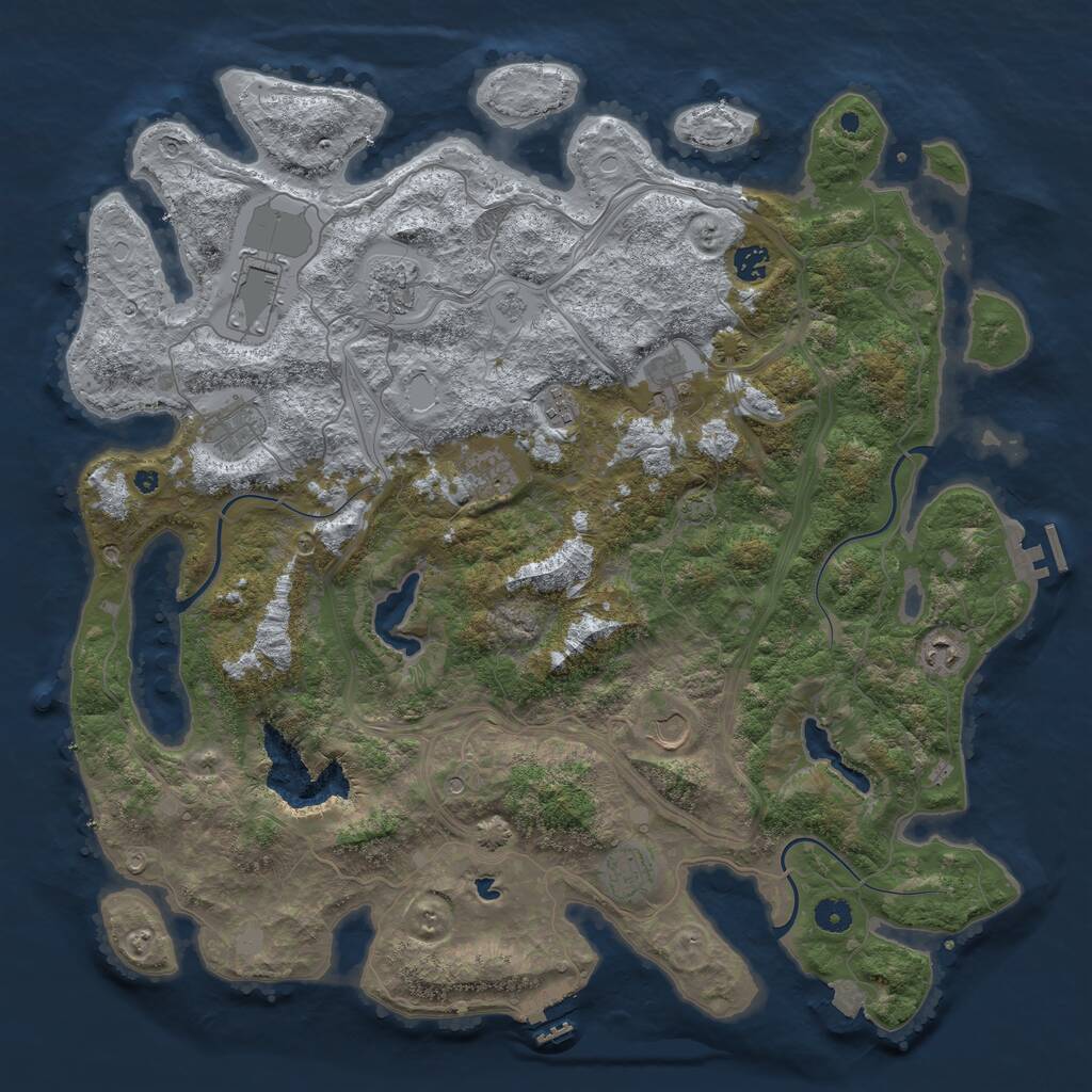Rust Map: Procedural Map, Size: 4500, Seed: 540261, 16 Monuments