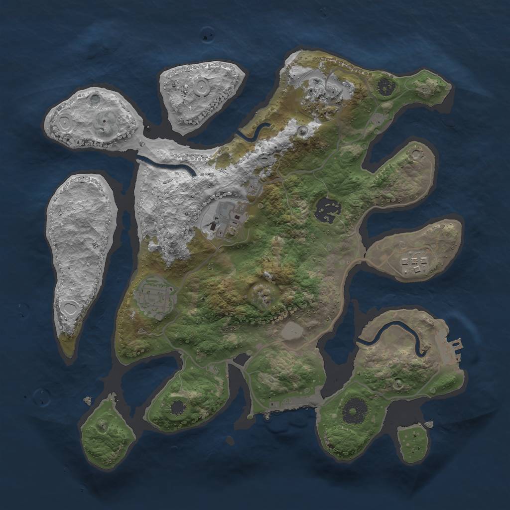 Rust Map: Procedural Map, Size: 3000, Seed: 47693210, 12 Monuments