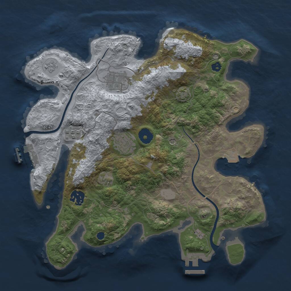 Rust Map: Procedural Map, Size: 3000, Seed: 47693210, 10 Monuments