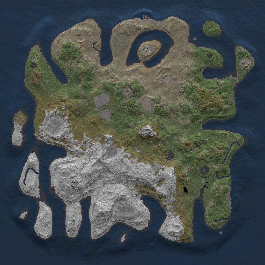 Rust Map: Procedural Map, Size: 4500, Seed: 4090432, 18 Monuments