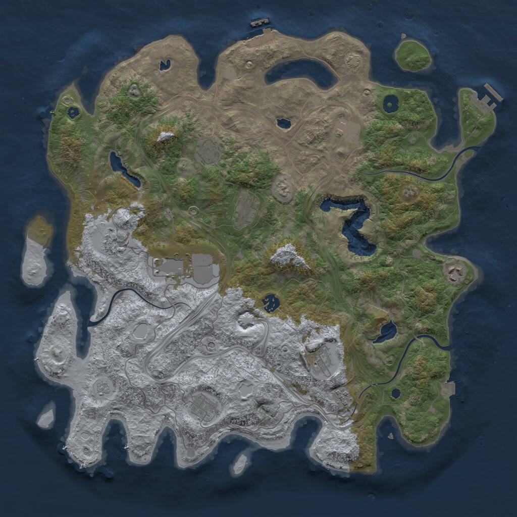 Rust Map: Procedural Map, Size: 4500, Seed: 4090432, 16 Monuments