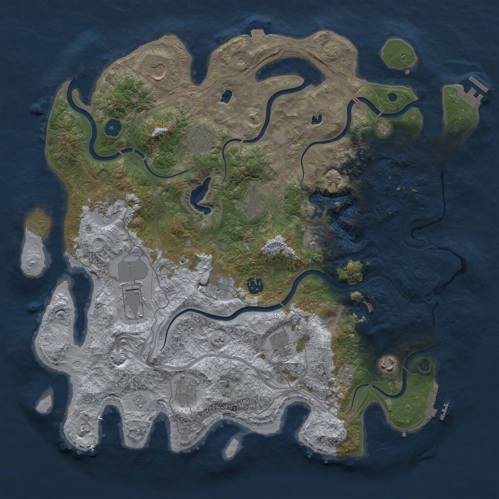 Rust Map: Procedural Map, Size: 4500, Seed: 4090432, 17 Monuments