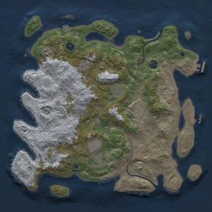 Thumbnail Rust Map: Procedural Map, Size: 3950, Seed: 200799527, 16 Monuments