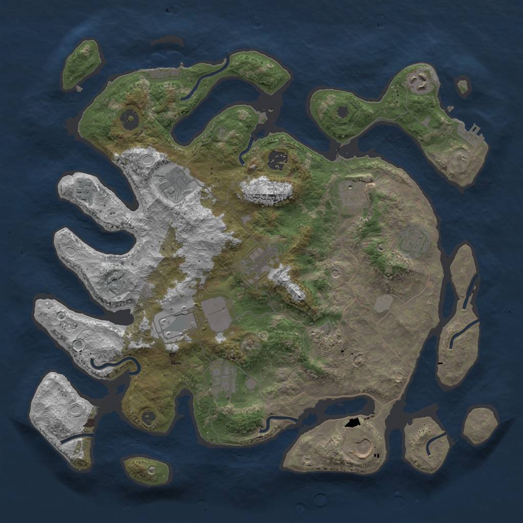 Rust Map: Procedural Map, Size: 3950, Seed: 200799527, 19 Monuments