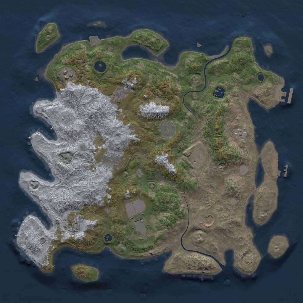 Rust Map: Procedural Map, Size: 3950, Seed: 200799527, 16 Monuments