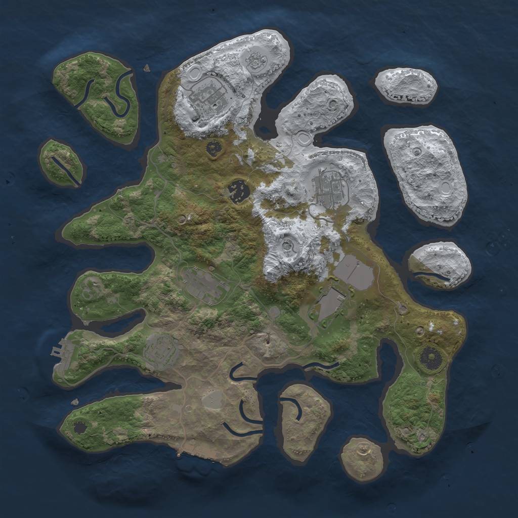 Rust Map: Procedural Map, Size: 3500, Seed: 3462305, 15 Monuments