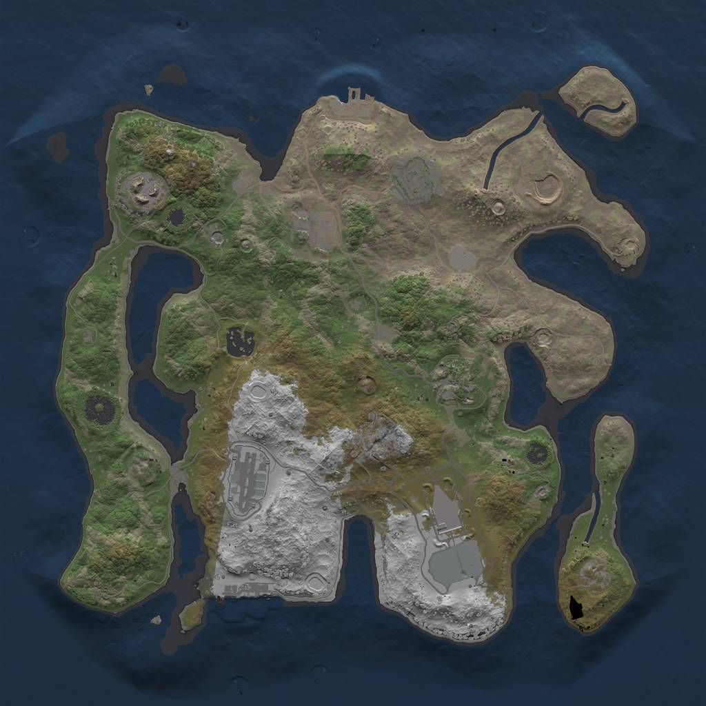 Rust Map: Procedural Map, Size: 3500, Seed: 349668576, 16 Monuments