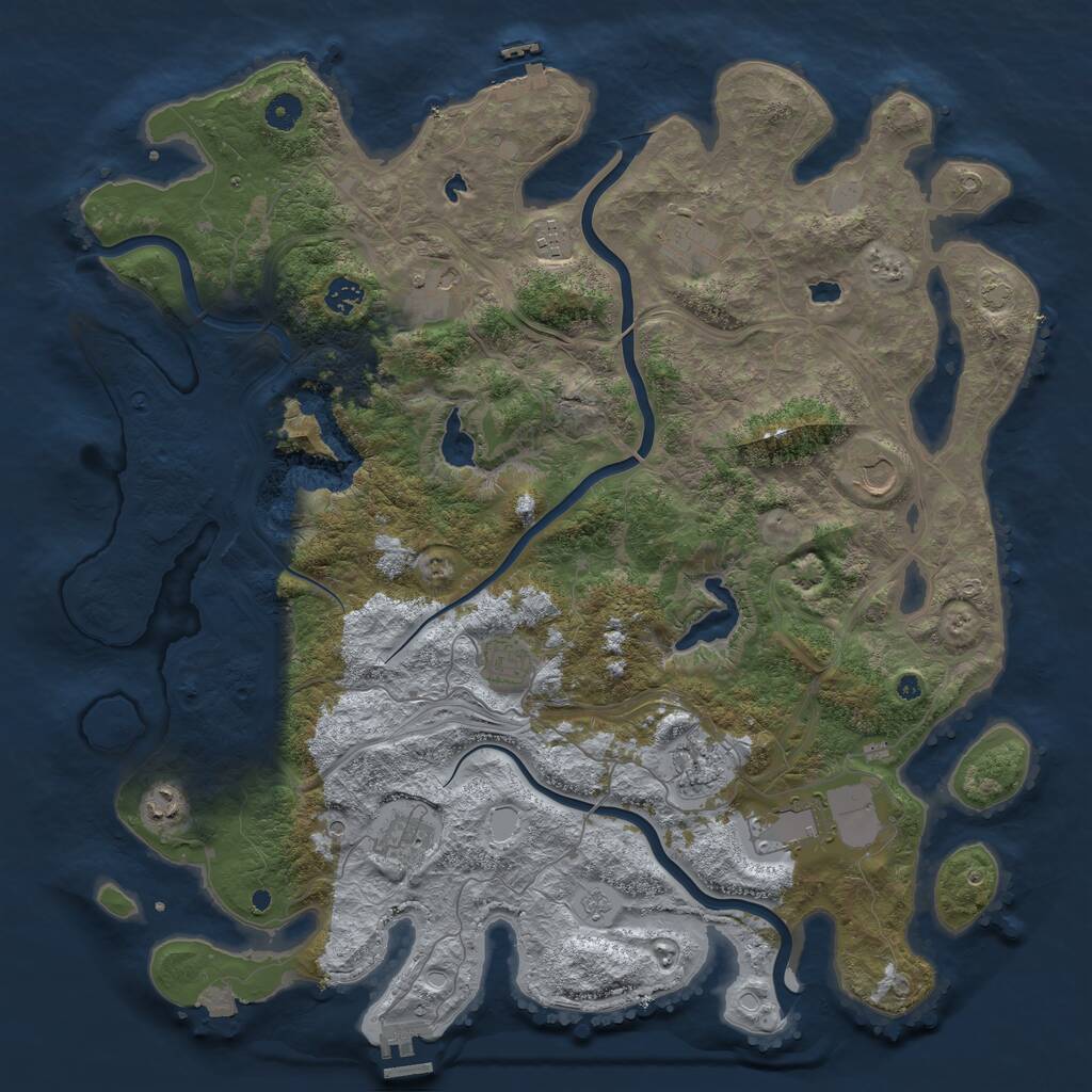 Rust Map: Procedural Map, Size: 4500, Seed: 131524, 16 Monuments