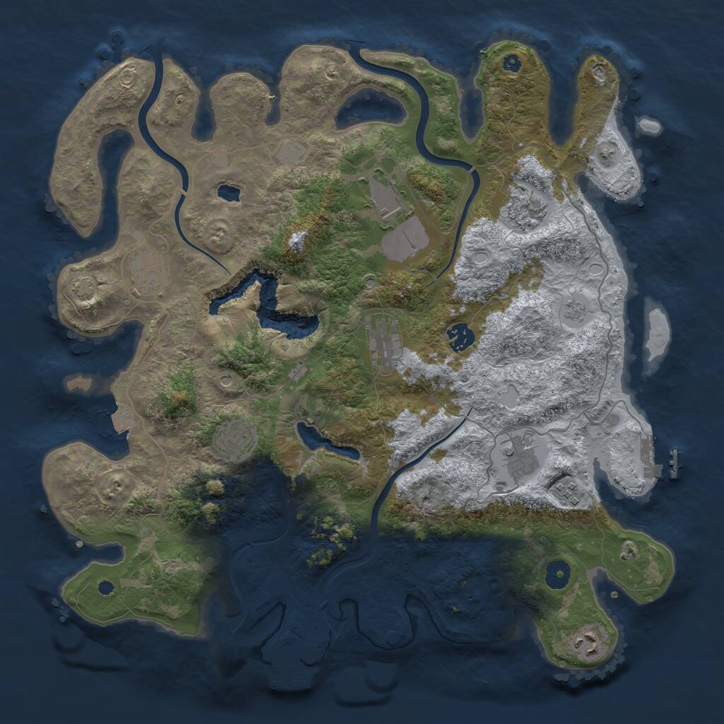 Rust Map: Procedural Map, Size: 4000, Seed: 12378784, 15 Monuments