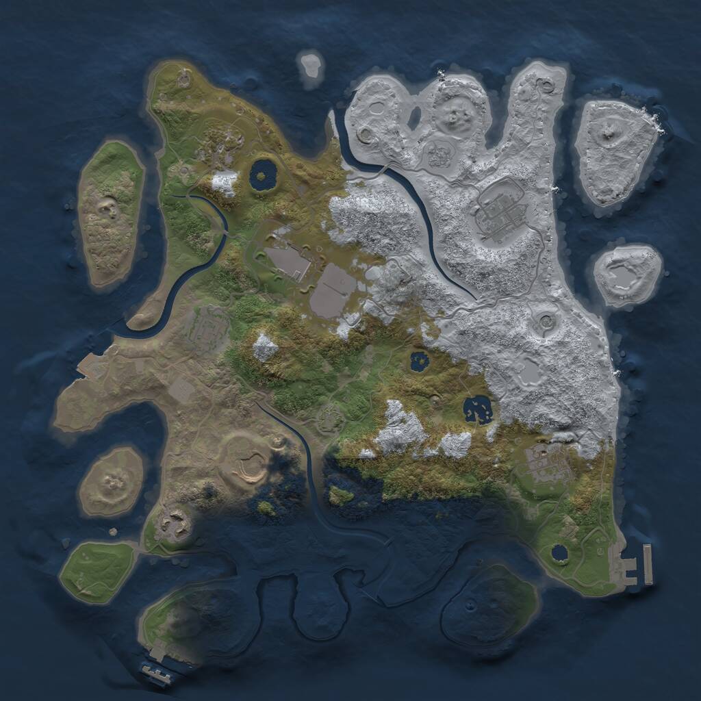 Rust Map: Procedural Map, Size: 3500, Seed: 6240293, 14 Monuments