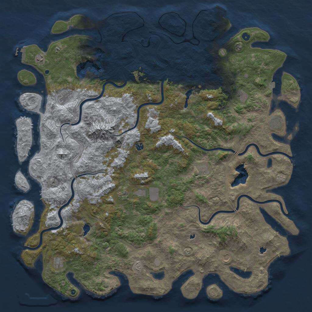 Rust Map: Procedural Map, Size: 6000, Seed: 936287429, 17 Monuments