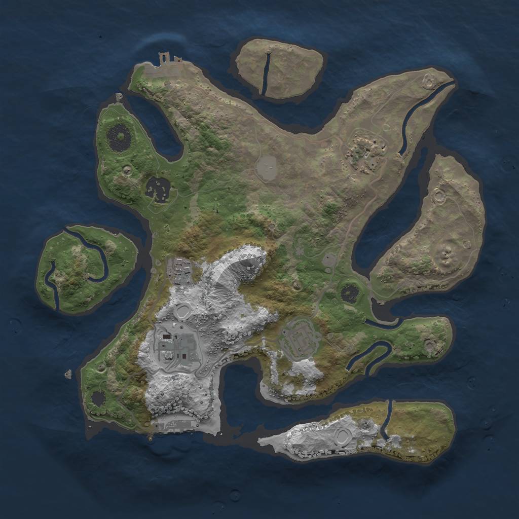 Rust Map: Procedural Map, Size: 3000, Seed: 7768, 12 Monuments