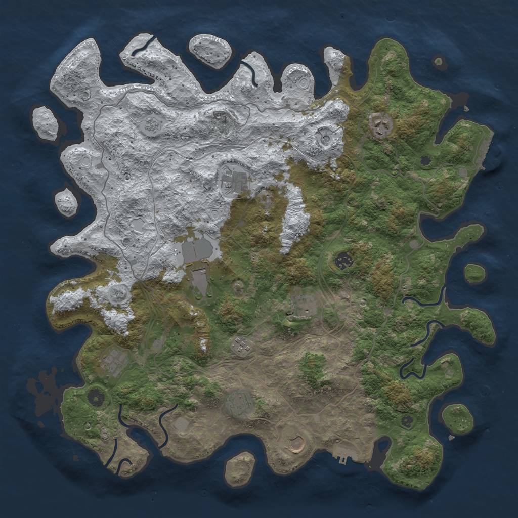 Rust Map: Procedural Map, Size: 4500, Seed: 3782324, 18 Monuments