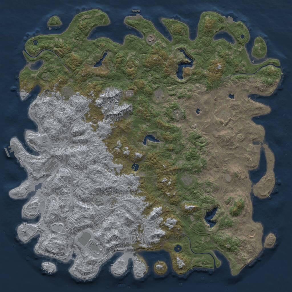Rust Map: Procedural Map, Size: 6000, Seed: 2067005044, 17 Monuments