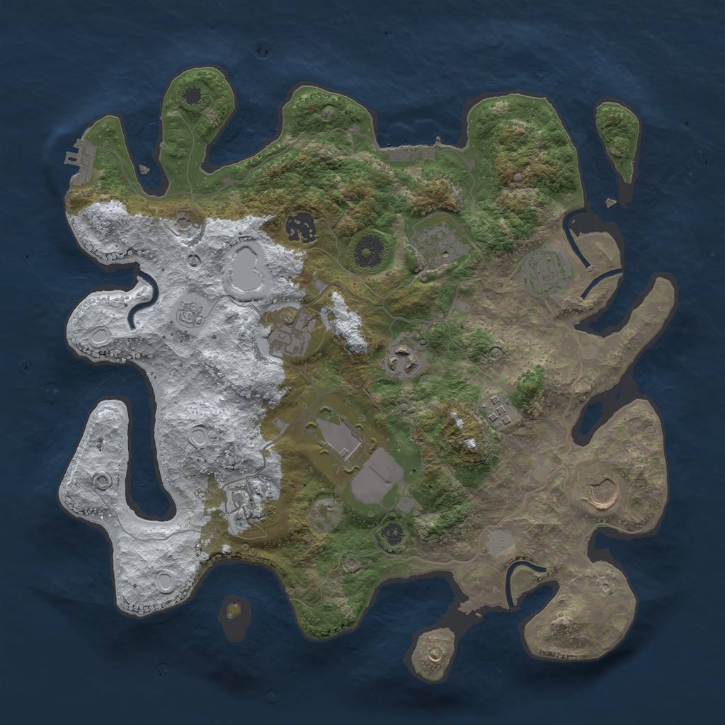 Rust Map: Procedural Map, Size: 3500, Seed: 1491176740, 18 Monuments
