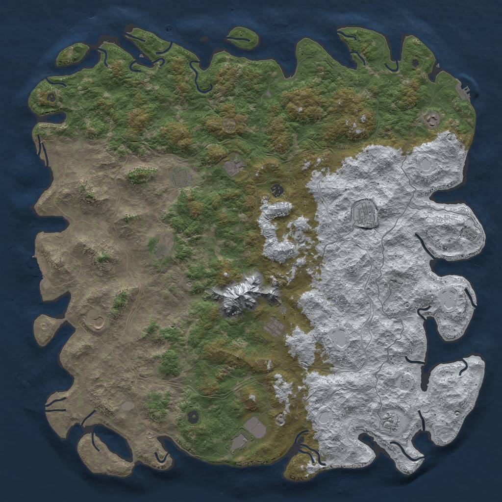 Rust Map: Procedural Map, Size: 6000, Seed: 1908943404, 20 Monuments
