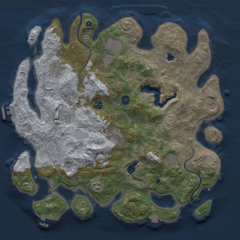 Rust Map: Procedural Map, Size: 4000, Seed: 84975129, 14 Monuments