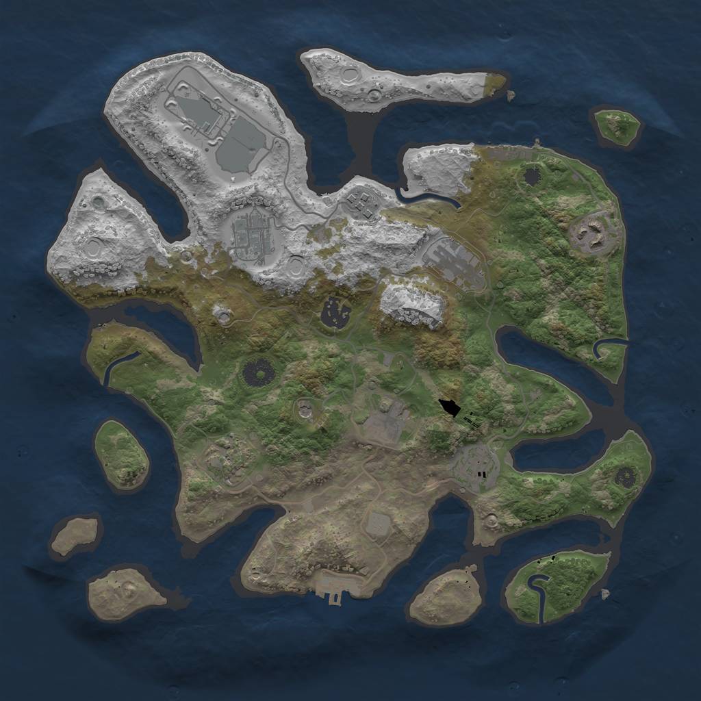 Rust Map: Procedural Map, Size: 3500, Seed: 889654, 17 Monuments