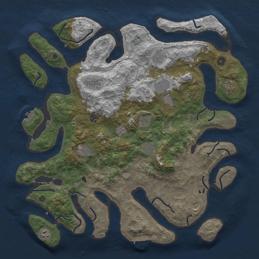 Rust Map: Procedural Map, Size: 4500, Seed: 4031860, 19 Monuments