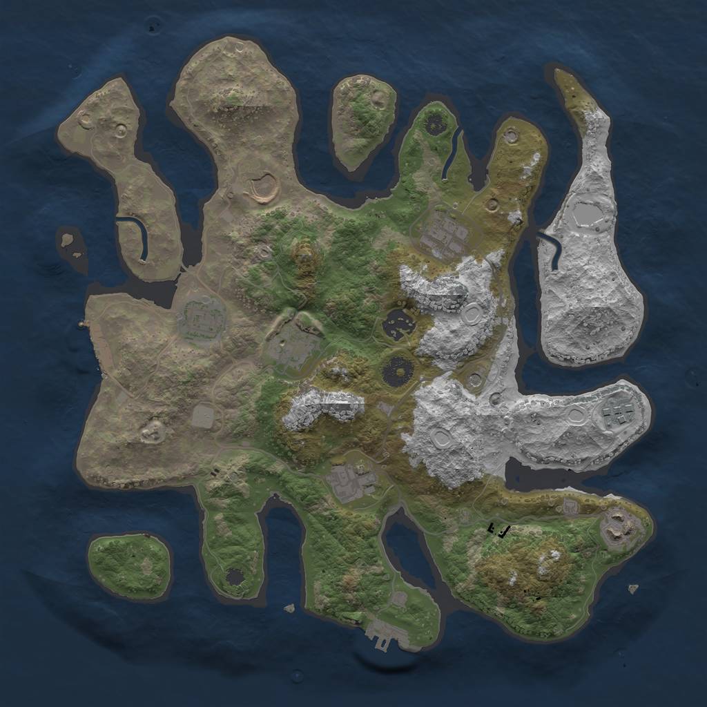 Rust Map: Procedural Map, Size: 3500, Seed: 54745, 16 Monuments