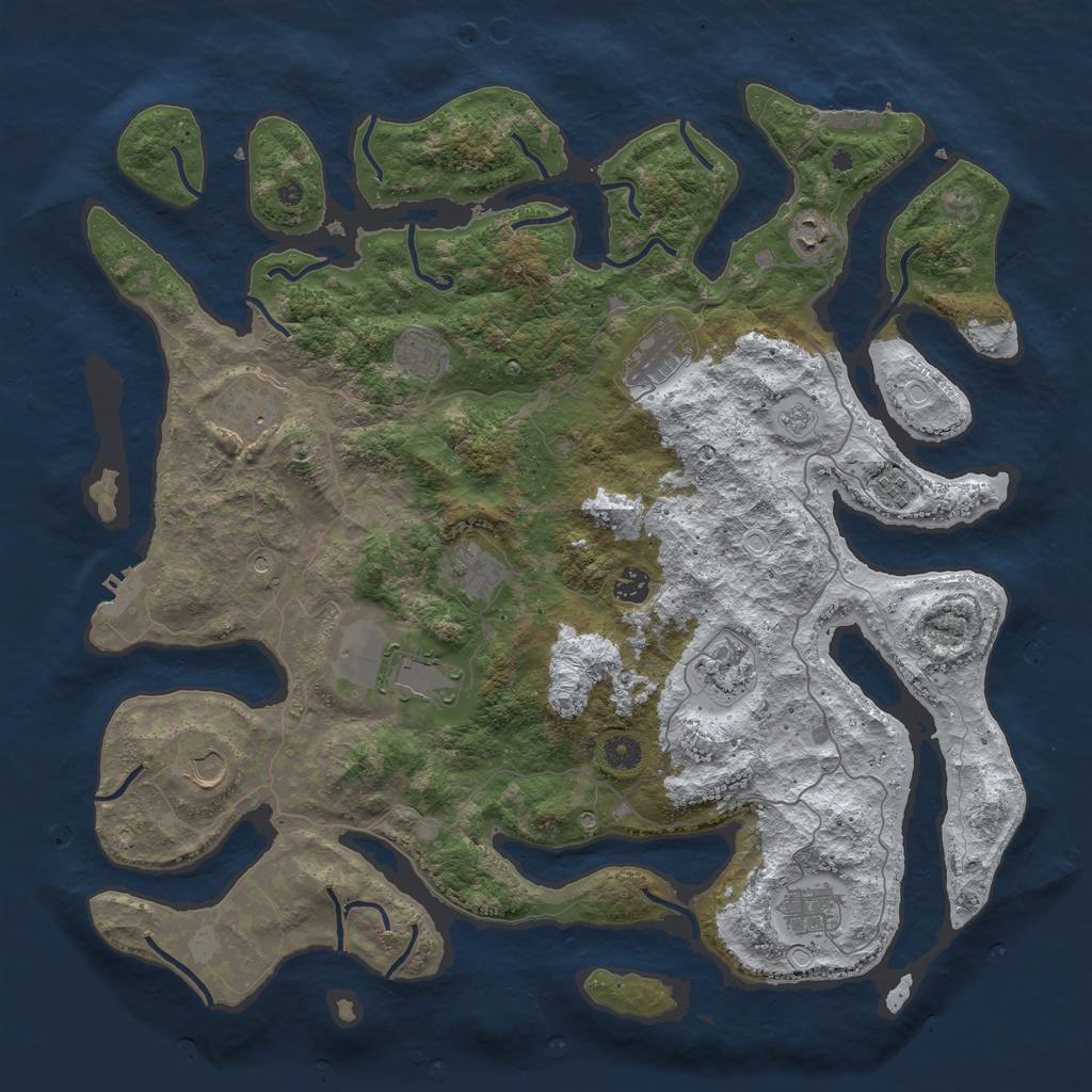 Rust Map: Procedural Map, Size: 4500, Seed: 1201554, 20 Monuments