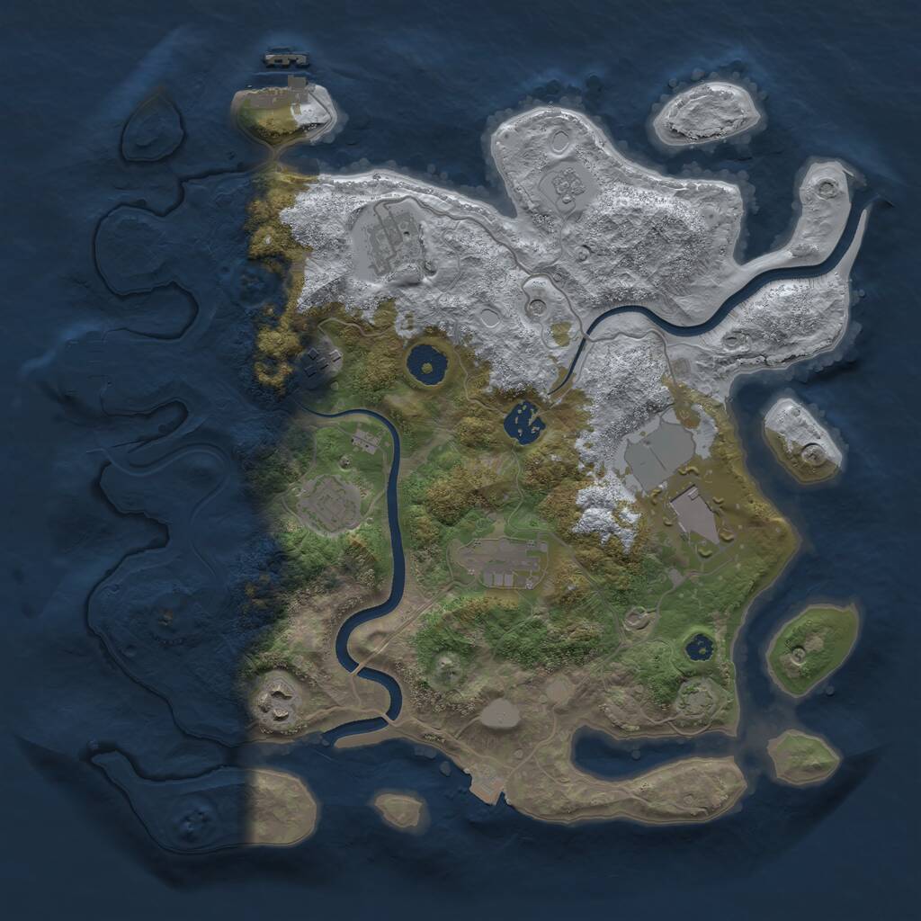 Rust Map: Procedural Map, Size: 3500, Seed: 844231, 13 Monuments