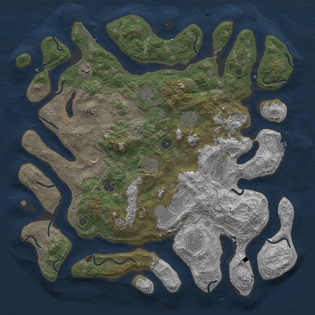 Rust Map: Procedural Map, Size: 4500, Seed: 5211563, 18 Monuments