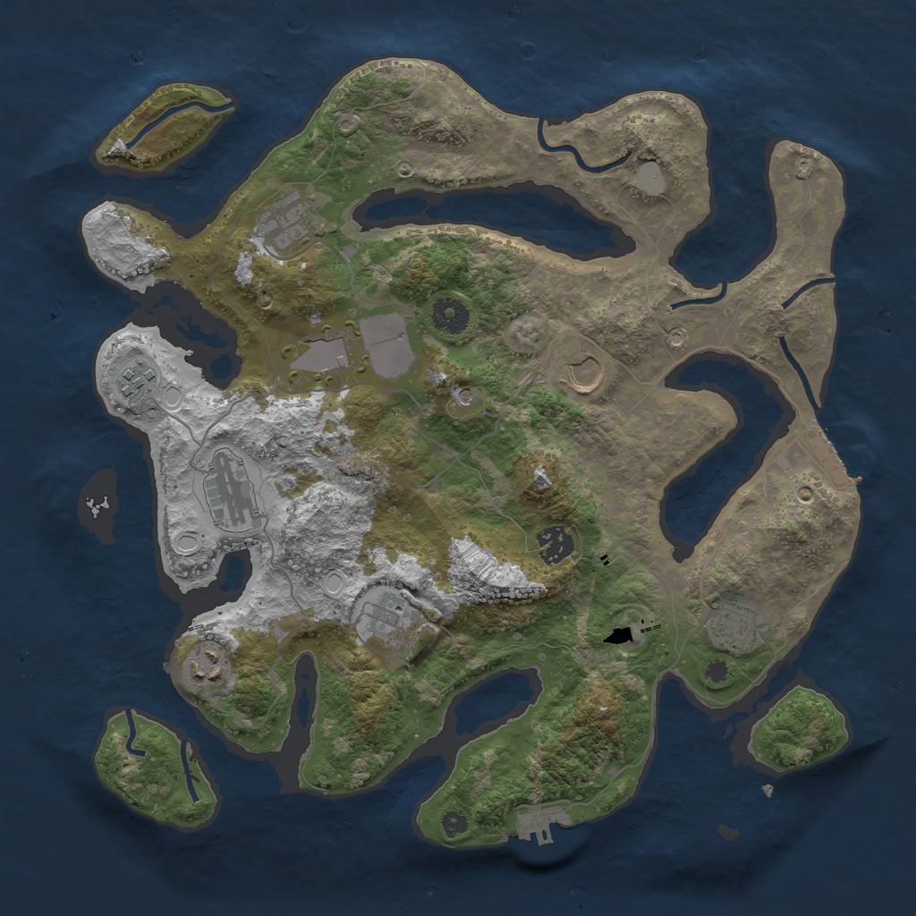 Rust Map: Procedural Map, Size: 3700, Seed: 846914185, 17 Monuments