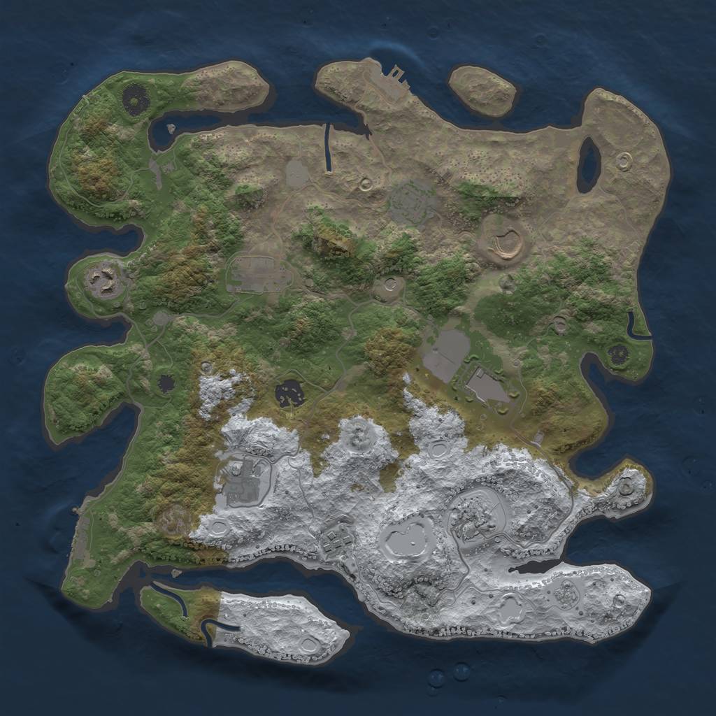 Rust Map: Procedural Map, Size: 3700, Seed: 1891574504, 18 Monuments