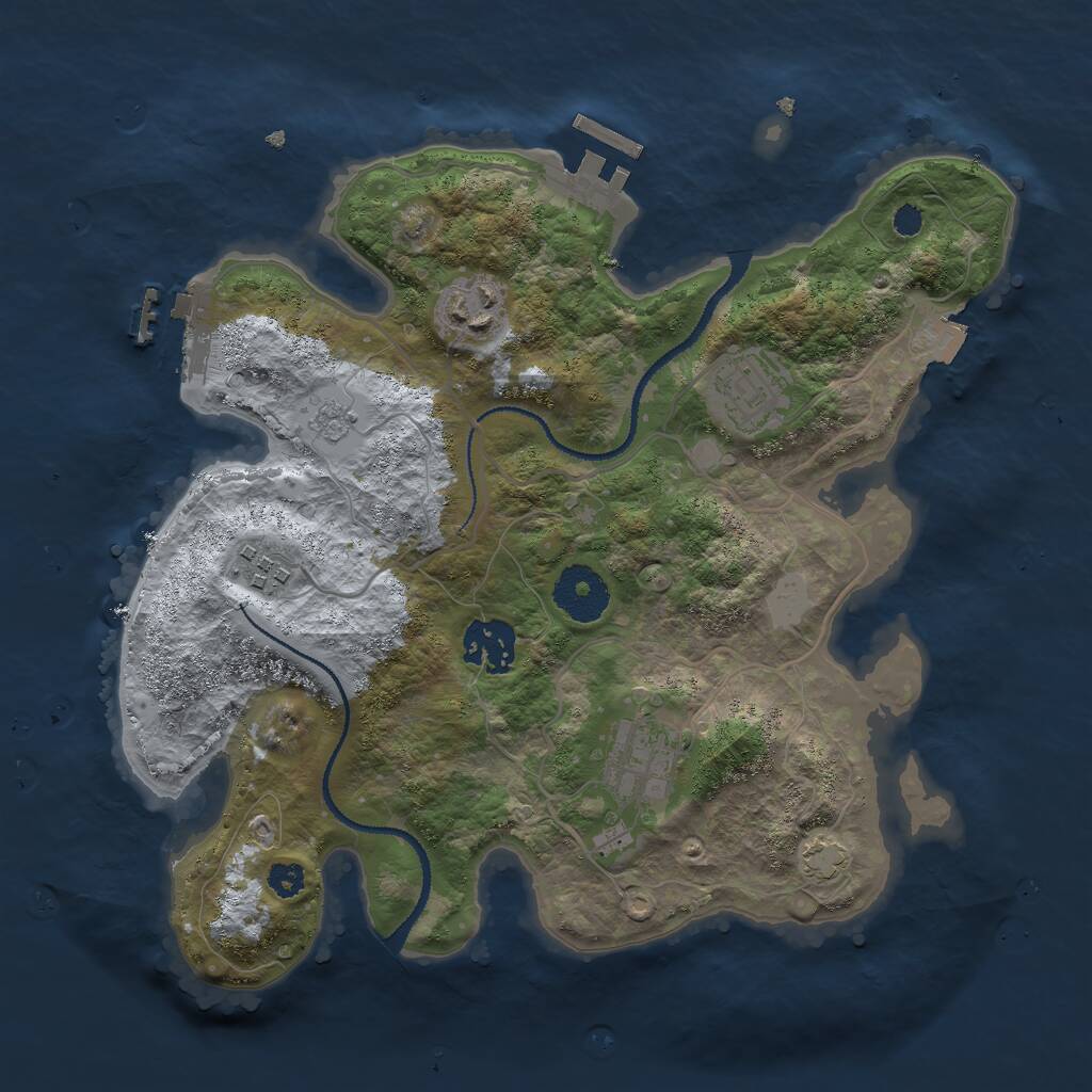 Rust Map: Procedural Map, Size: 3000, Seed: 12593, 10 Monuments