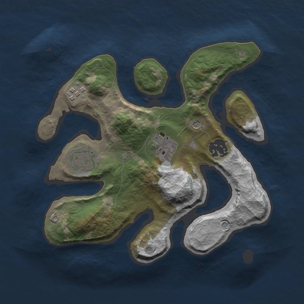 Rust Map: Barren, Size: 2500, Seed: 19514532, 7 Monuments