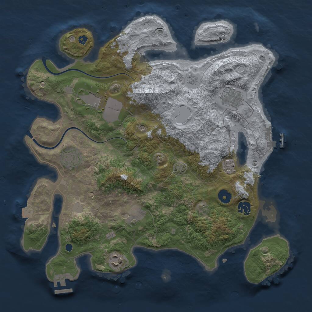 Rust Map: Procedural Map, Size: 3500, Seed: 5408528, 13 Monuments