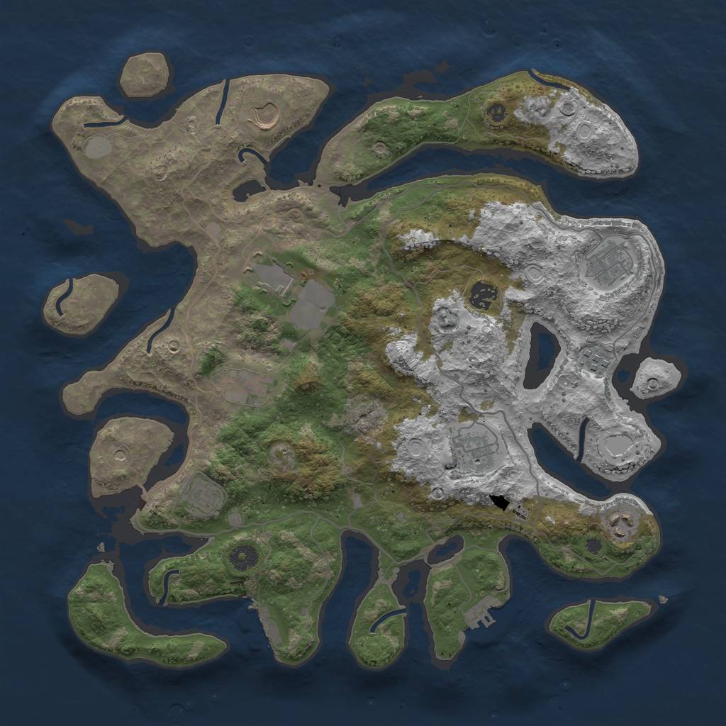 Rust Map: Procedural Map, Size: 4000, Seed: 63, 17 Monuments
