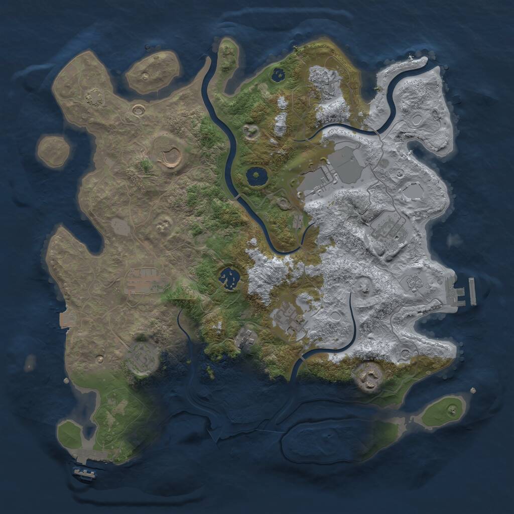 Rust Map: Procedural Map, Size: 3750, Seed: 260645009, 16 Monuments