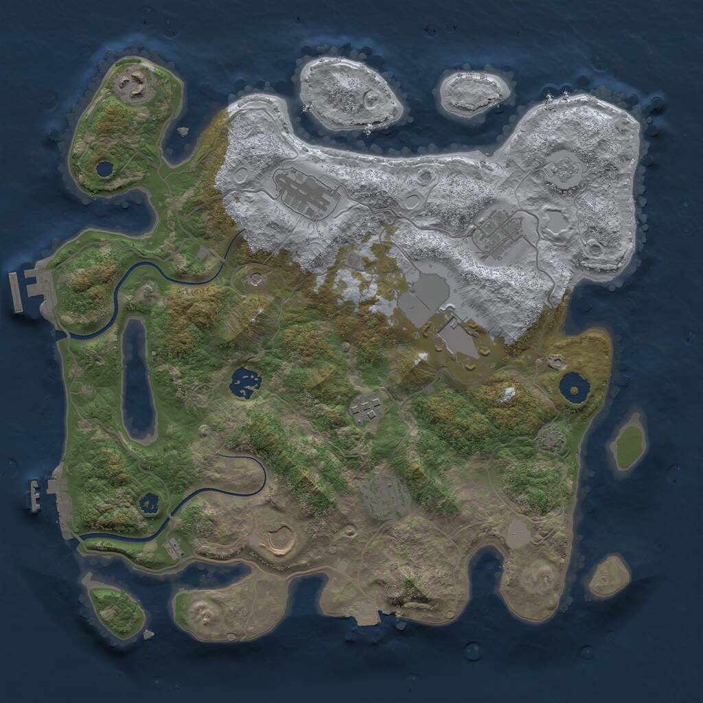 Rust Map: Procedural Map, Size: 3500, Seed: 78458, 14 Monuments