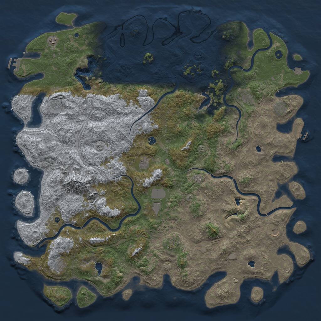 Rust Map: Procedural Map, Size: 6000, Seed: 65000, 17 Monuments