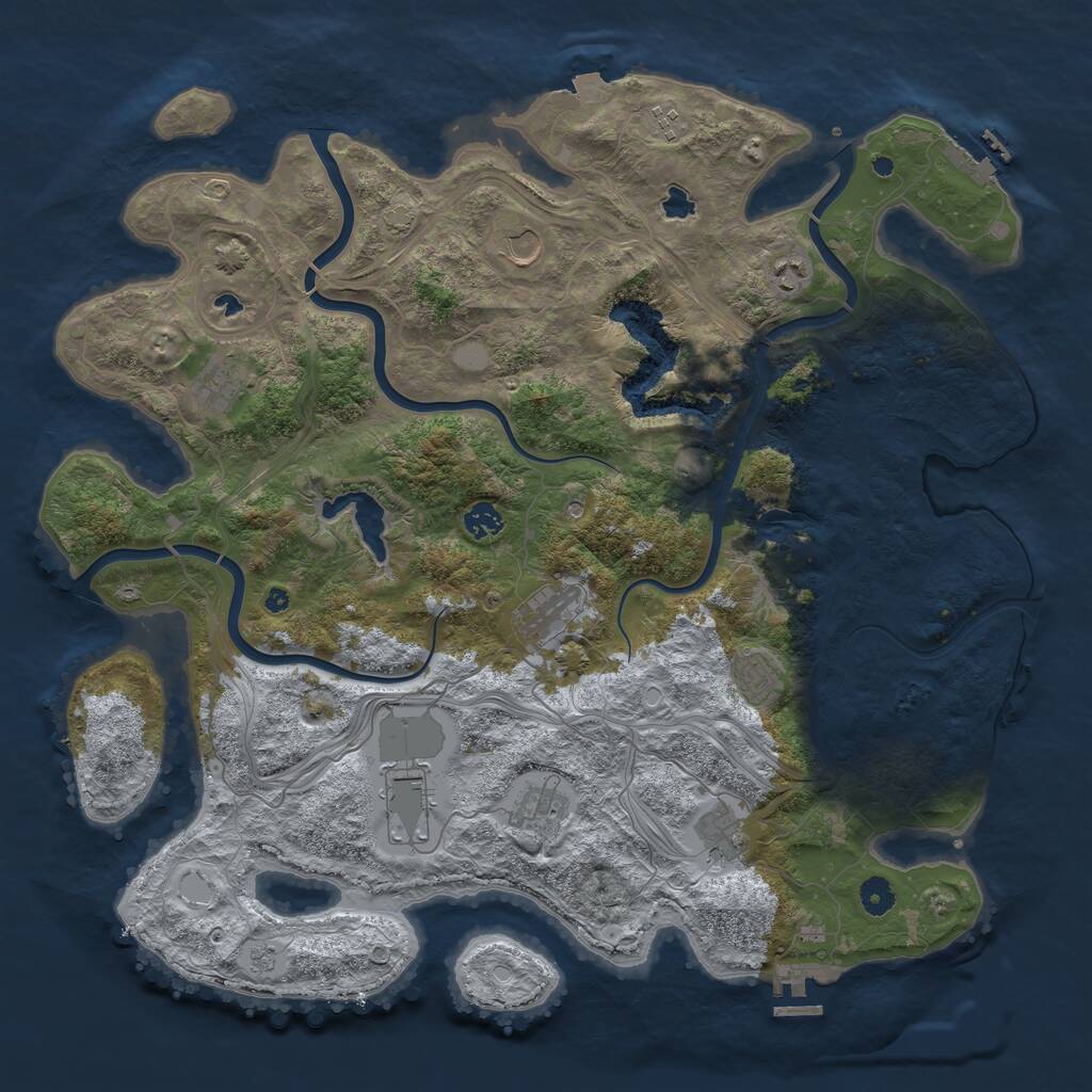 Rust Map: Procedural Map, Size: 4500, Seed: 1030339516, 16 Monuments