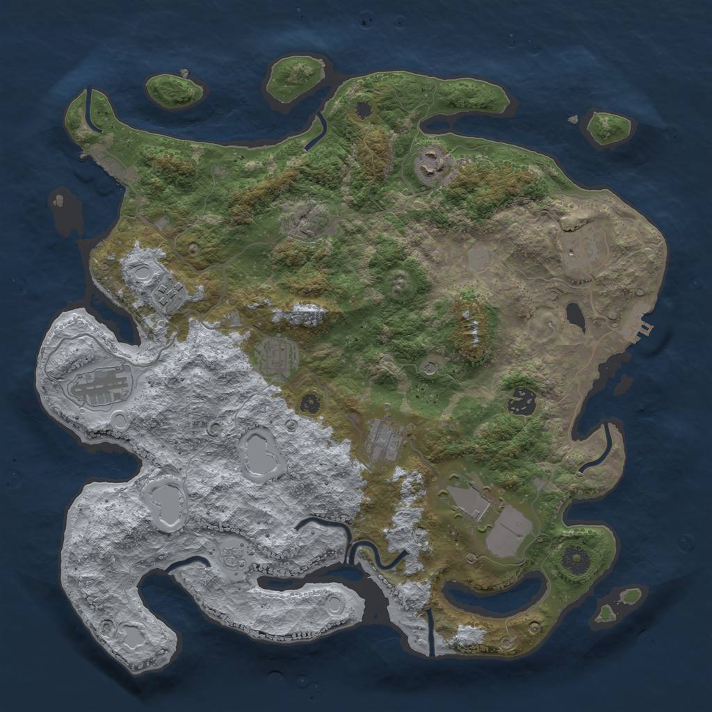 Rust Map: Procedural Map, Size: 3750, Seed: 174444509, 17 Monuments